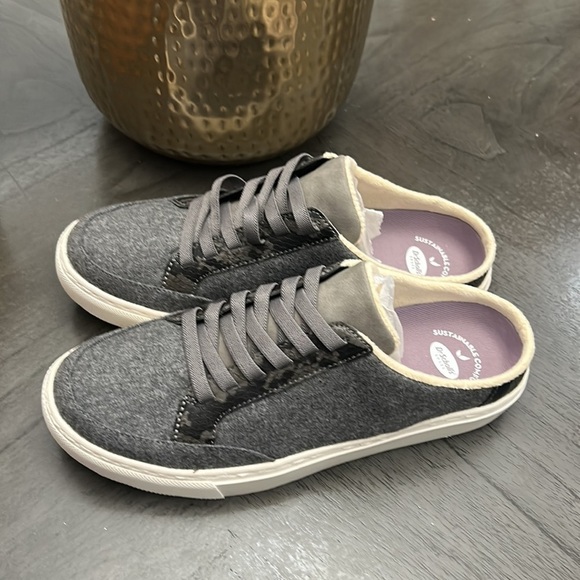 Dr. Scholl's NBD Grey Flannel Slip On Laces Mules - Picture 5 of 6